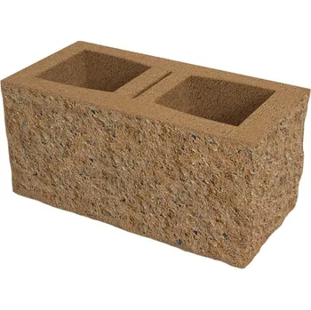 plotová tvarovka Tvárnice plotová štípaná DITON D2 bez fazety okrová 200×395×190 mm