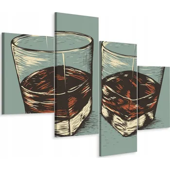 Obraz Čtyřdílný obraz RUM ve skle, retro styl, 160x100 cm