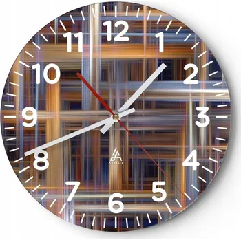 Hodiny Nástěnné hodiny do obýváku 40x40 Abstrakce Kulatý Skleněné hodiny Loft Tiché