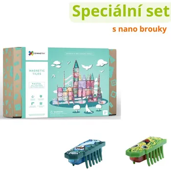 ostatní stavebnice Connetix Tiles Magnetická stavebnice PASTEL (120 ks) + Nano brouci (2 ks)