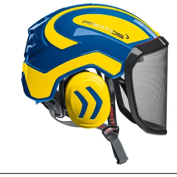 Pracovní přilba Přilba PROTOS® Integral Arborist, štít F39, modroneonověžlutá