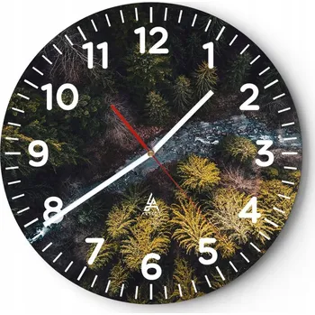 Hodiny Kuchyňské nástěnné hodiny 30x30 Les Moderní skleněné hodiny do obýváku Tiché