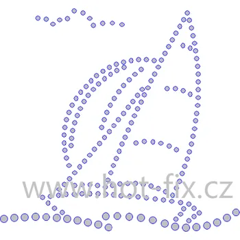 SM003 - plachetnice nažehlovací hot-fix kamínkový potisk na textil, rozměry cca 9,5x8,8cm barva: kameny barva 101/N Crystal /stříbrná