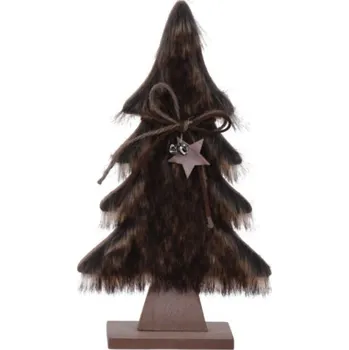 Vánoční dekorace Dřevěný vánoční stromek s kožešinou 28 cm figurka 137242