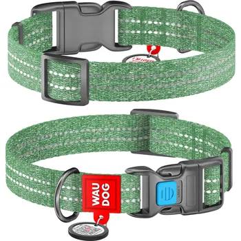 Obojek pro psa Materiálový obojek pro psa s odrazkou Waudog, velikost XL