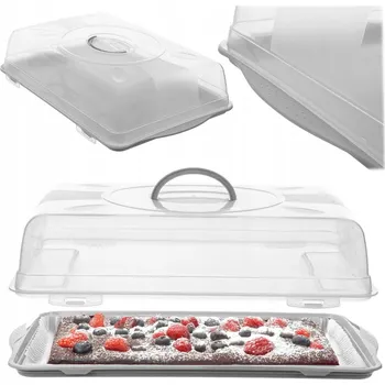 Úložný box NÁDOBA NA DORT PEČENÍ KOLÁČ S VÍKEM ORGANIZÉR KRABIČKA VELKÝ BOX 46 cm