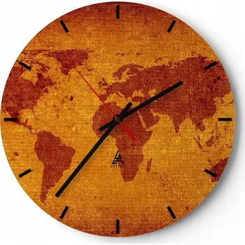 Hodiny Nástěnné hodiny do kuchyně 30x30 Mapa světa Skleněné hodiny do obýváku Tiché