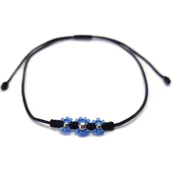 Náramek Maj šperky Minimalistický náramek s kytičkami modrý