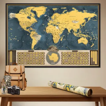 Stírací mapa Svět Deluxe XL Coffee edition