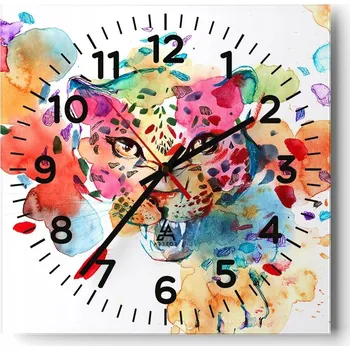 Hodiny Nástěnné hodiny do obýváku 40x40 Panter Bezhlučné hodiny na skle Tiché