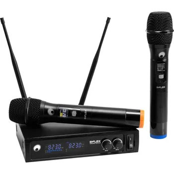 Mikrofon Omnitronic UHF E-FLEX 2, 2-kanálový bezdrátový mikrofonní set 823-832/863-865 MHz