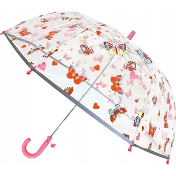 Deštník Smati Dětský deštník MOTÝLI, průhledný Růžová
