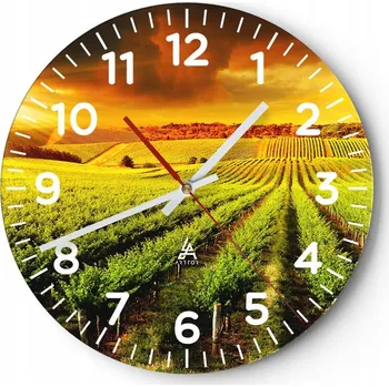 Hodiny Nástěnné hodiny do obýváku 40x40 Krajina Kulatý Skleněné hodiny Loft Tiché