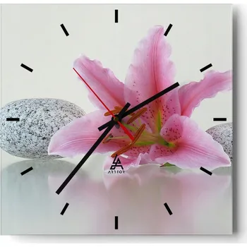 Hodiny Nástěnné hodiny do kuchyně 30x30 Květiny Stylové hodiny na skle Loft Tiché