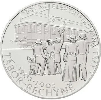 Česká republika. 200 Kč 2003. František Křižík - první elektrifikovaná trať z Tábora do Bechyně. Běžná kvalita.