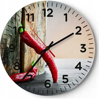 Hodiny Kuchyňské nástěnné hodiny 30x30 Paprika Moderní skleněné hodiny do obýváku Tiché