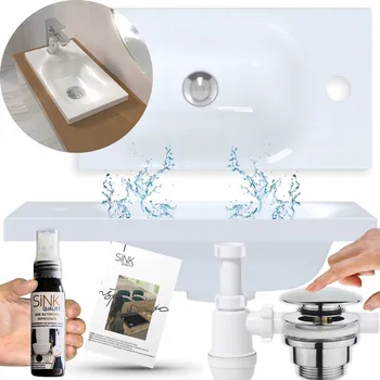 Sifon SADA ZÁPUSTNÉ UMYVADLO DO DESKY BÍLÉ DOLOMITOVÉ SIFON A VÝPUST KLIK KLAK