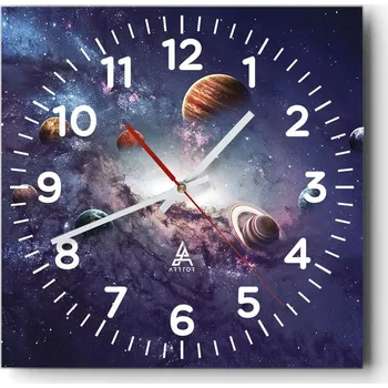 Hodiny Kuchyňské nástěnné hodiny 30x30 Kosmos Skleněné hodiny do obýváku Moderní Tiché