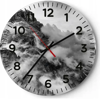 Hodiny Nástěnné hodiny do obýváku 40x40 Krajina Kulatý Skleněné hodiny Loft Tiché