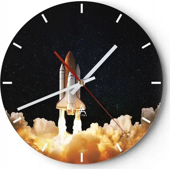 Hodiny Velké nástěnné hodiny na zeď 40x40 Kosmos Skleněné hodiny Kulatý Tiché