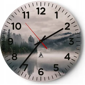 Hodiny Nástěnné hodiny do obýváku 40x40 Krajina Kulatý Skleněné hodiny Loft Tiché