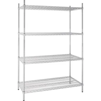 Dílenský regál Vogue souprava 4patrového drátěného policového systému 1220 × 610mm, drátový skladovací regál