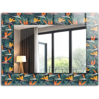 Zrcadlo Krásné moderní zrcadlo s ozdobným rámem dekor loft 80x60 cm Květiny a listy