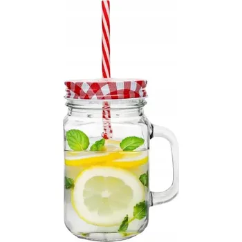 Skleněný hrnek s brčkem a víčkem 500ml