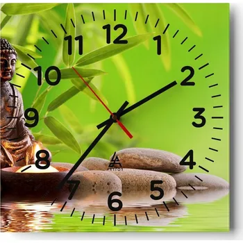 Hodiny Nástěnné hodiny do obýváku 40x40 Buddha Tiché hodiny na skle Stylové
