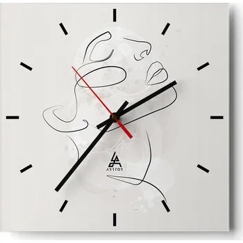 Hodiny Velké nástěnné hodiny na zeď 40x40 Žena Skleněné hodiny Čtvercové Tiché