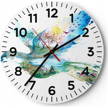 Hodiny Kuchyňské nástěnné hodiny 30x30 Abstrakce Moderní skleněné hodiny Tiché