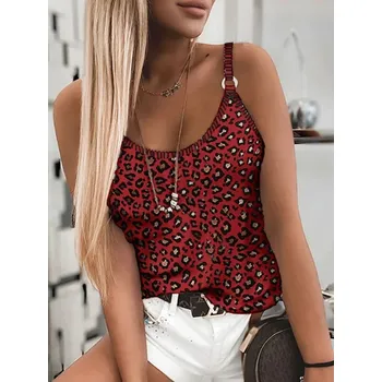 Dámský tílkový top s leopardím vzorem Barva: Červená, Velikost: L