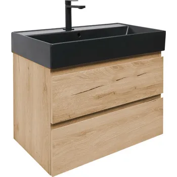 Koupelnový nábytek Koupelnová skříňka 2 zásuvková s umyvadlem SAT B-Way 79x50x45 cm dub mat BWAY280OAKU2B2B - BWAY280OAKU2B2B