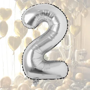 Balónek Maxi balónek 100 cm stříbrný - číslo 2