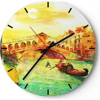 Hodiny Nástěnné hodiny do kuchyně 30x30 Benátky Skleněné hodiny do obýváku Loft Tiché