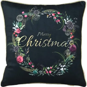 Polštář Čtvercový polštář Merry Christmas černý