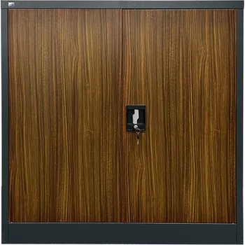 Policová skříň ENPRAG Plechová policová skříň s vloženými dveřmi C01B, antracit/imitace tmavé dřevo