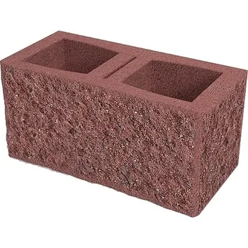 plotová tvarovka Tvárnice plotová štípaná DITON D1 s fazetou červená 190×385×190 mm