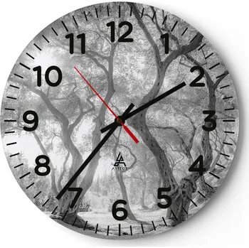 Hodiny Nástěnné hodiny do kuchyně 30x30 Les Skleněné hodiny do obýváku Loft Tiché