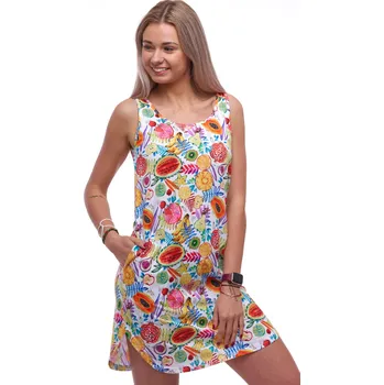 Dámská noční košile Barevná dámská noční košilka bez rukávů s ovocným vzorem. 1C4069 vzorovaná l