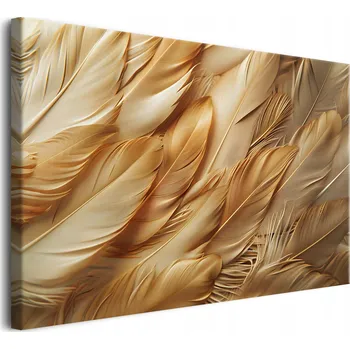 Obraz Obraz na plátně Zlatá pírka Elegantní dekorace na zeď ve stylu glamour