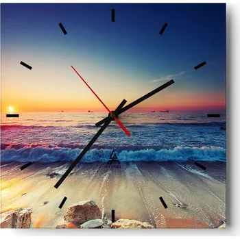 Hodiny Nástěnné hodiny do kuchyně 30x30 Krajina Stylové hodiny na skle Loft Tiché