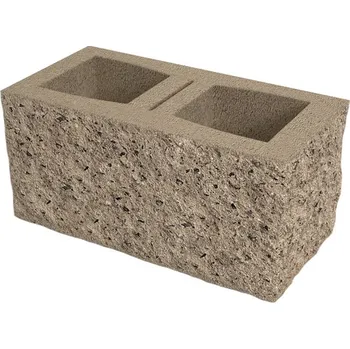 plotová tvarovka Tvárnice plotová štípaná DITON C bez fazety písková 195×390×190 mm