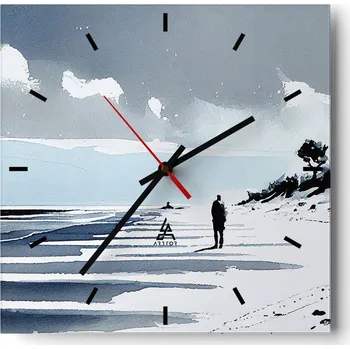 Hodiny Velké nástěnné hodiny na zeď 40x40 Krajina Skleněné hodiny Čtvercové Tiché