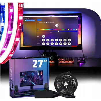 LED páska LED pásek USB RGBIC PC Ambientní Osvětlení Synchronizace s obrazovkou 27" pro hráče