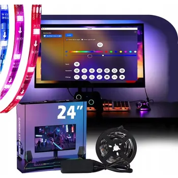 LED osvětlení LED pásek USB RGBIC PC Ambientní Osvětlení Synchronizace s obrazovkou 24" pro hráče