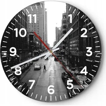 Hodiny Nástěnné hodiny do obýváku 40x40 Město Kulatý Hodiny na skle Loft Tiché