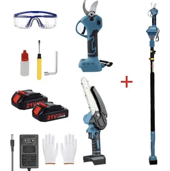 Nůžky na větve Aku nůžky a pila 6" na stříhání a řezání větví na zahradě 21V 1,5Ah teleskopická tyč