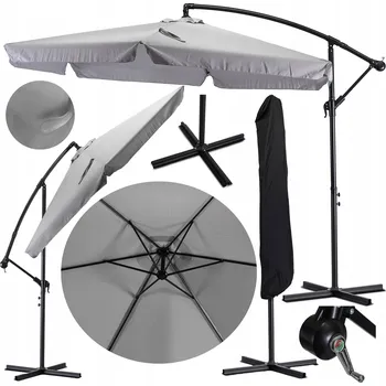 Slunečník MEBEL ELITE šedý slunečník s boční nohou 300 x 250 cm