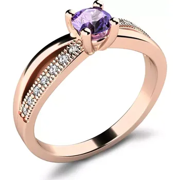 Prsten Dámský prsten růžové zlato 585/1000 přírodní diamant G/SI z růžvého s tanzanitem tanzanit 10998-CV-TAN velikost 60